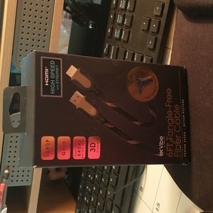 VIBE 6ft Tangle-Free Fiber Cable HDMI 1080 High Speed w/Ethernet 1080P 3D Video